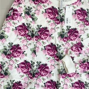 Janie and Jack Cream Sweatshirt with Pink and Green Rose Print